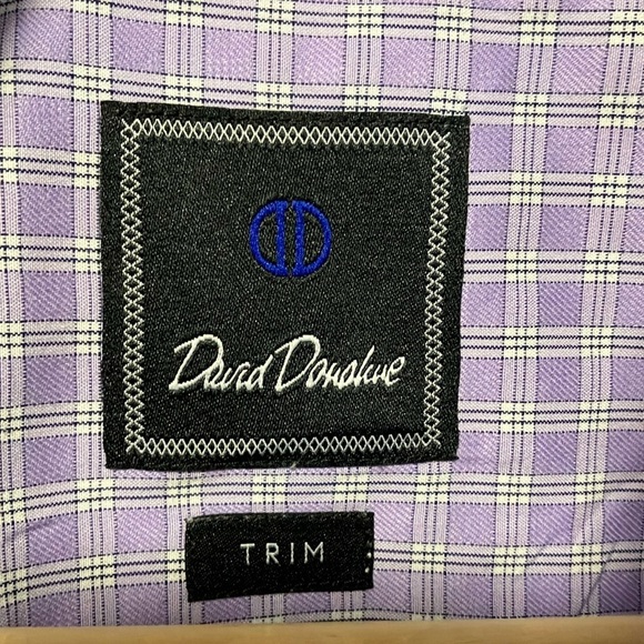 David Donahue Trim Purple Checkered Button Down Shirt - Picture 3 of 7